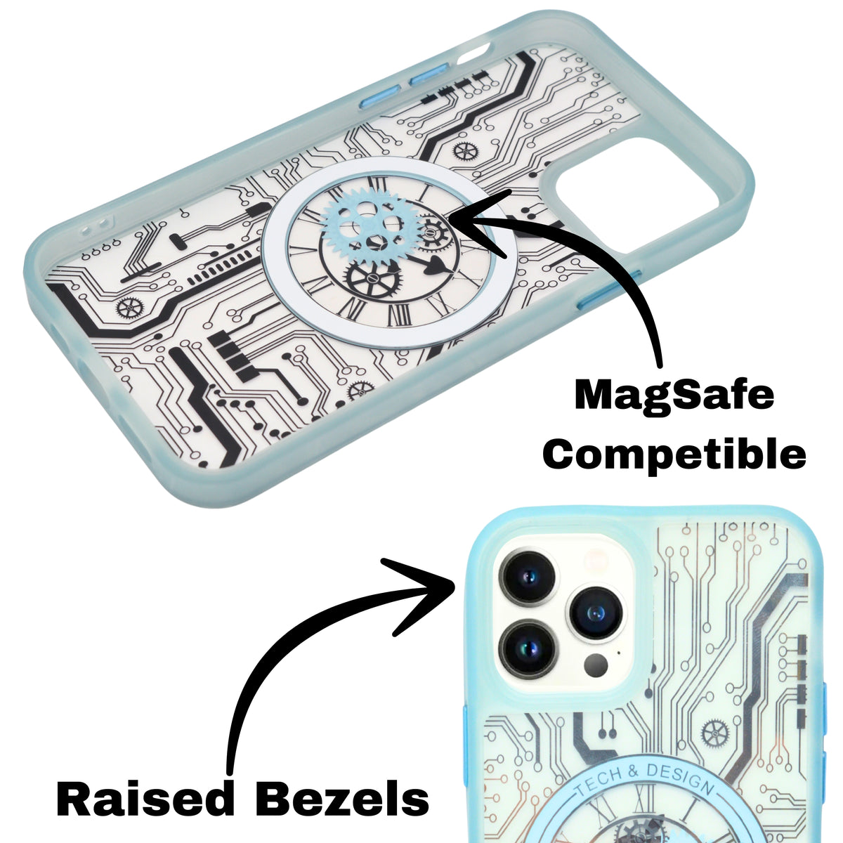 Tech Steampunk Gear Clock Design MagSafe Phone Case For iPhone 12/ 12Pro