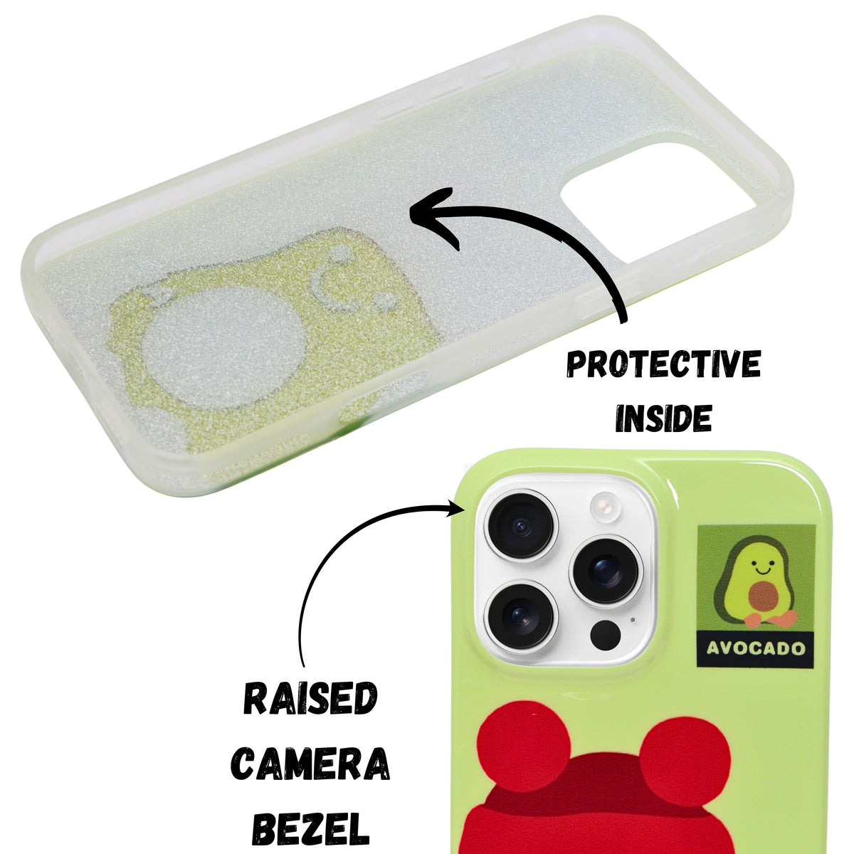 Cute Cartoon Avocado Design Soft Phone Case for iPhone 16 Pro