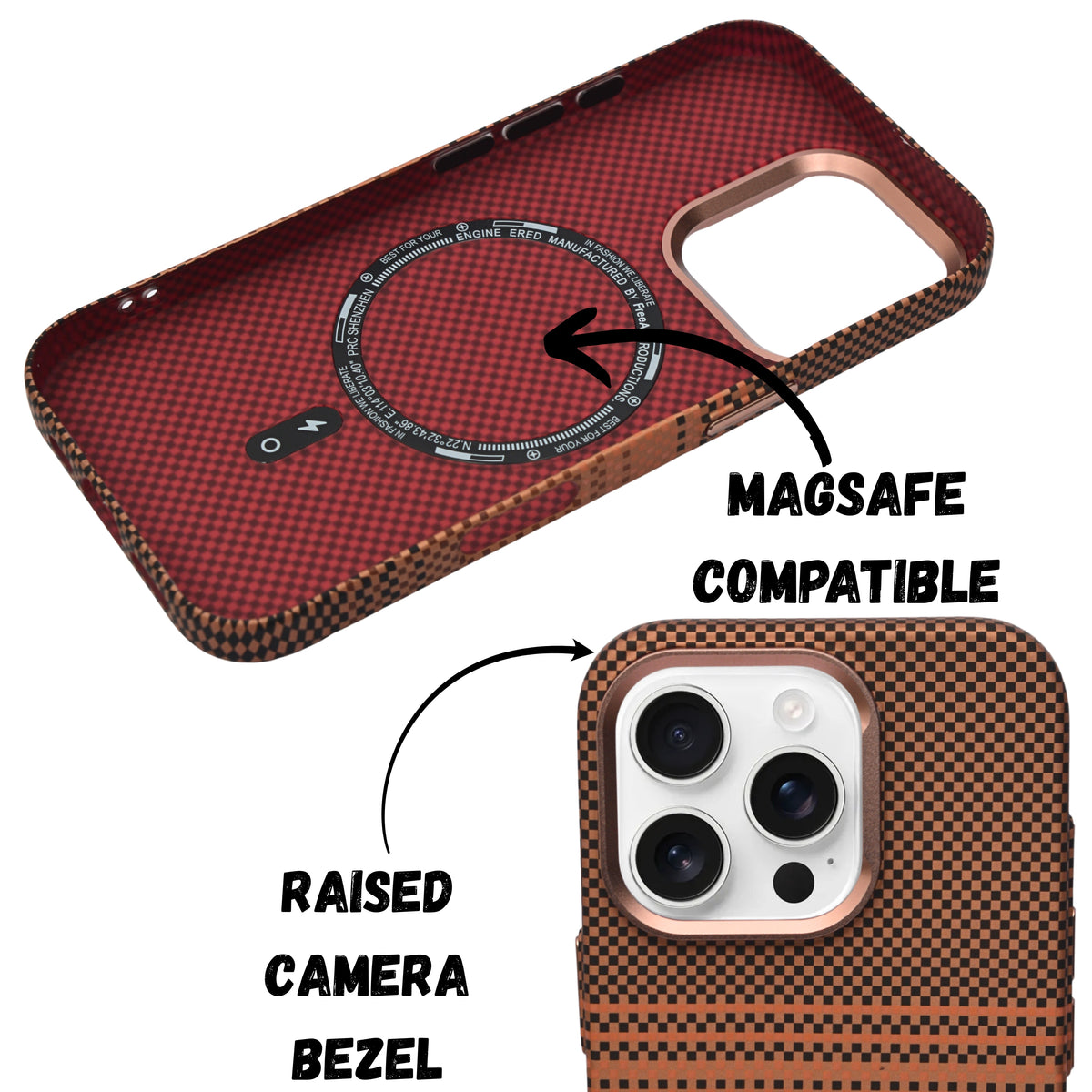 Gradient Checkered Copper Phone Case for iPhone 16 Pro