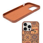 Bohemian Ethnic Print Cork Texture with Pearl Detail Phone Case for iPhone 14 Pro Max