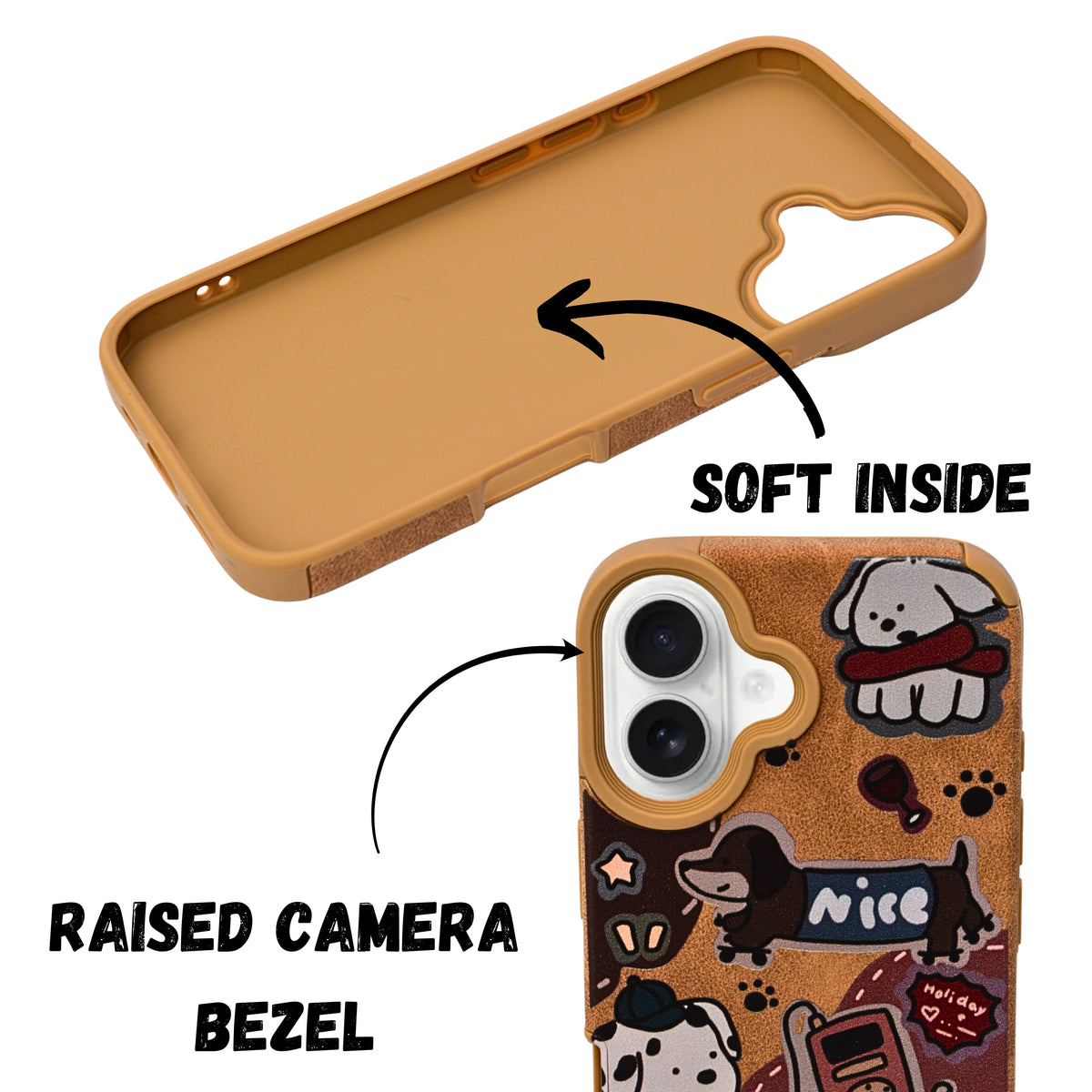 Cute Puppy Cartoon Design Protective Phone Case for iPhone 16 Plus
