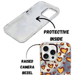 Heart Leopard Print with Diamond Accent Phone Case for iPhone 16 Pro