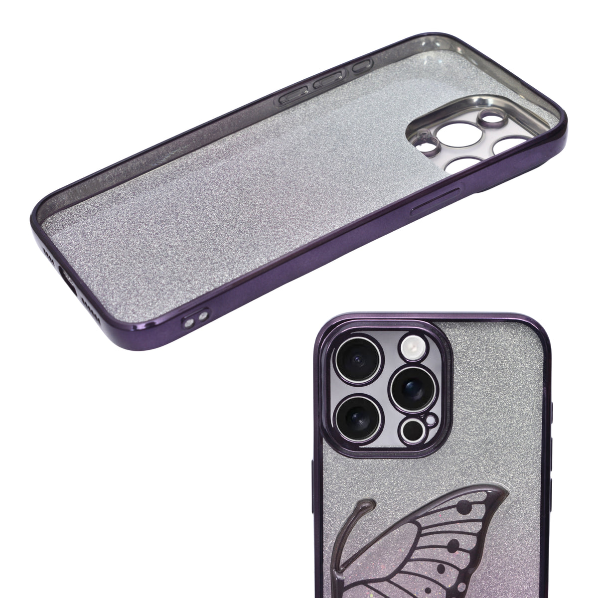 Stylish Luxury Eye Catching Butterfly Glitter Phone Case for iPhone 15 Pro Max