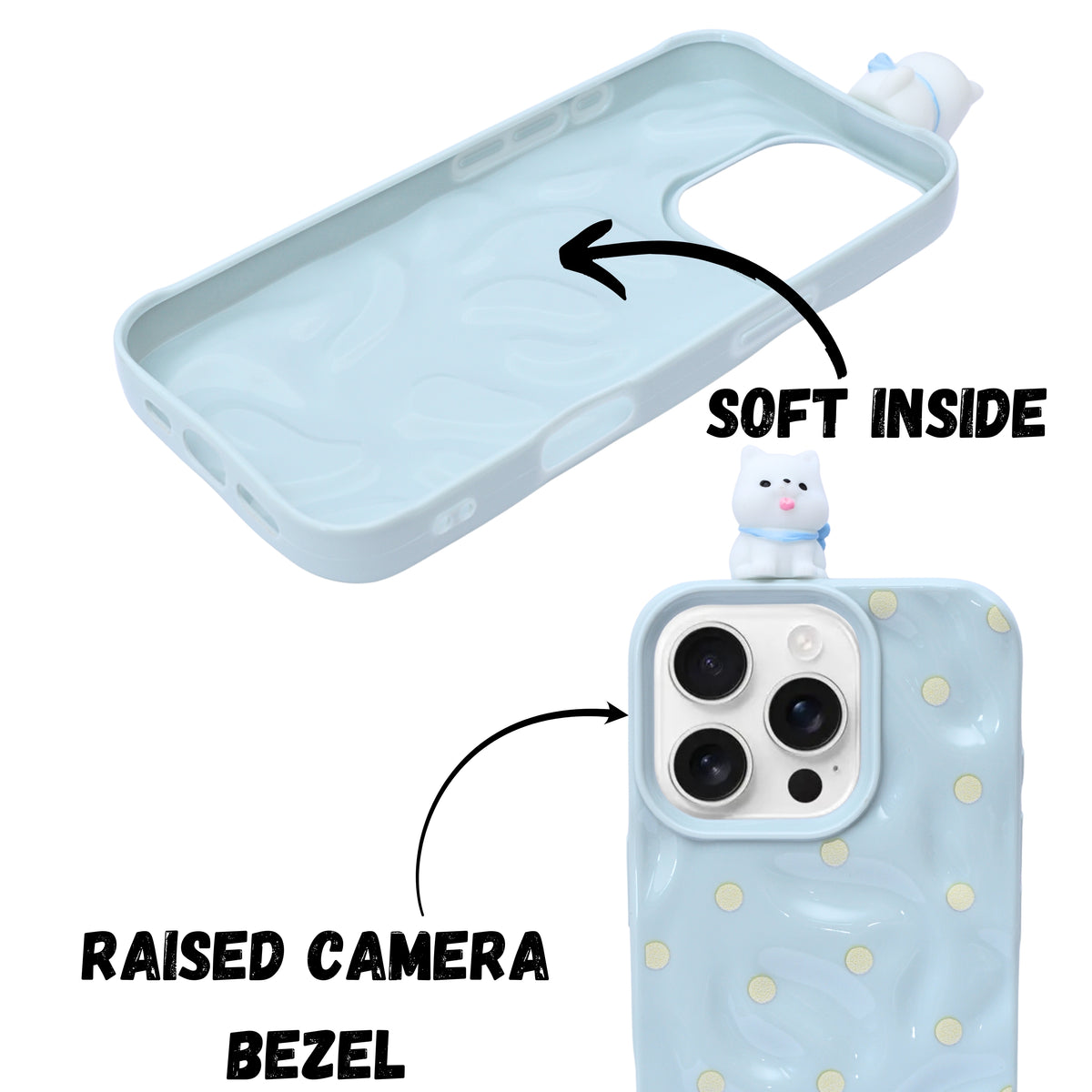 3D Cartoon Character with Polka Dots Soft Phone Case for iPhone 16 Pro Max