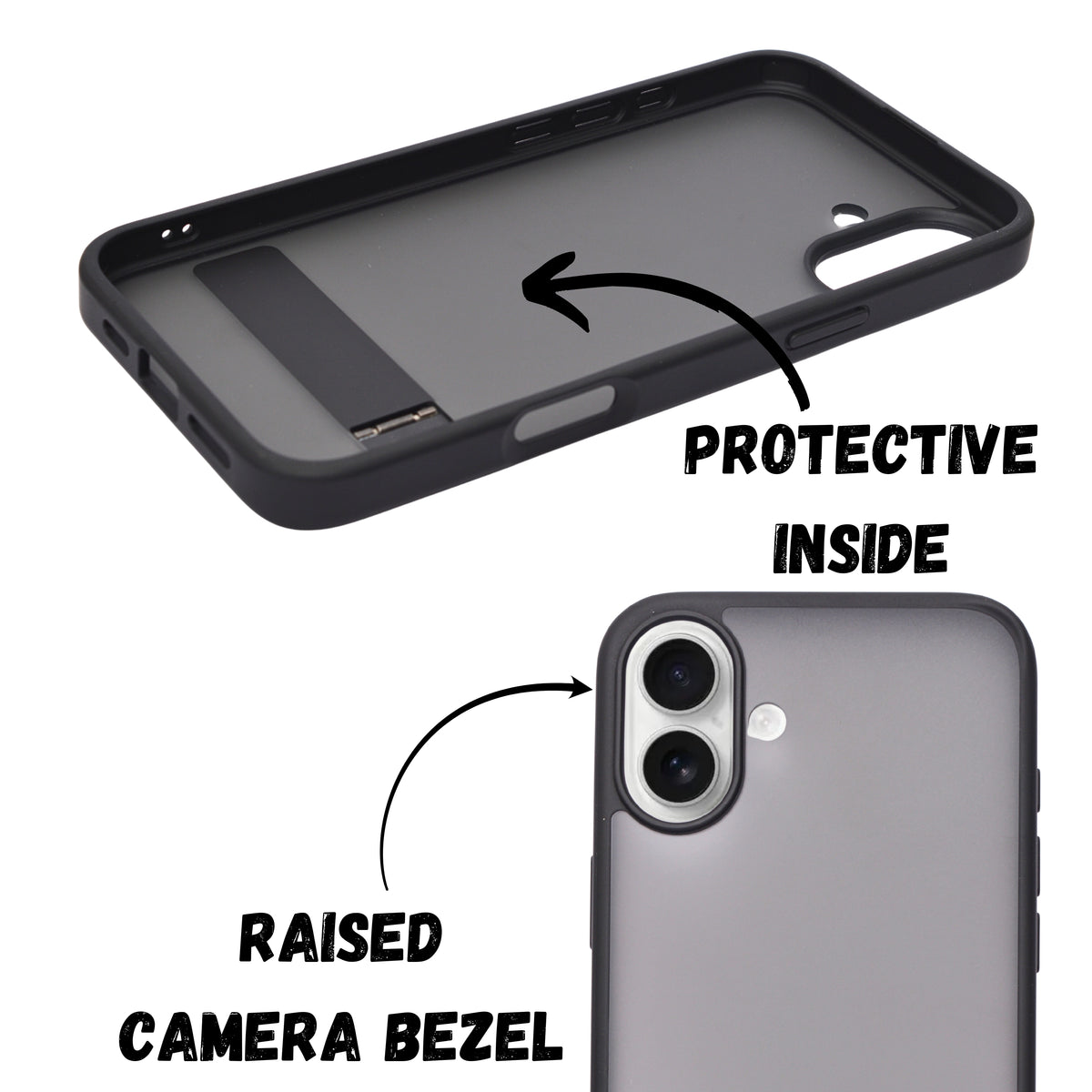 Frosted Matte Translucent with Kickstand Phone Case for iPhone 16 Plus