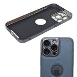 Luxury Vegan Leather with Logo Cutout Phone Case for iPhone 15 Pro Max