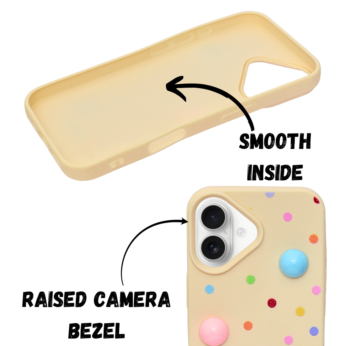 3D Colorful Polka Dot Soft Protective Phone Case for iPhone 16