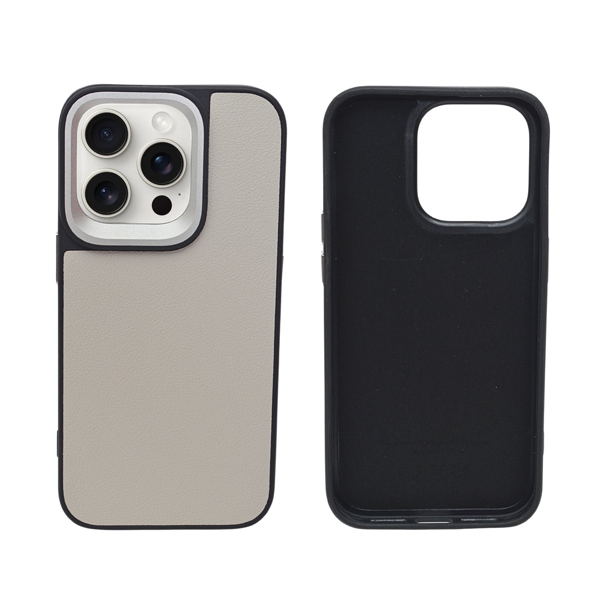 Classic Leather Textured with Metal Camera Ring Phone Case For iPhone 14 Pro
