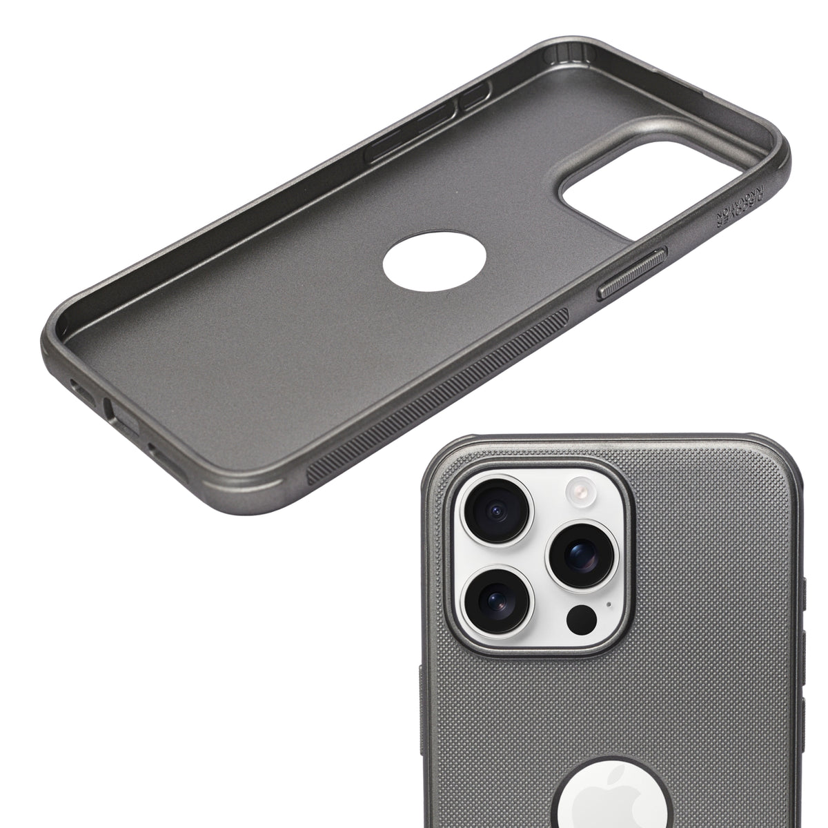 Classic Textured Grip with logo Cutout Phone Case for iPhone 15 Pro Max