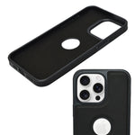 Premium Leather Texture with Logo Cutout Phone Case for iPhone 15 Pro Max