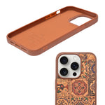 Bohemian Ethnic Print Cork Texture with Pearl Detail Phone Case for iPhone 15 Pro