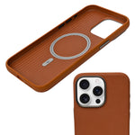 Premium PU Leather with Metal Camera Frame Phone Case for iPhone 15 Pro Max
