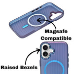 Tinted Transparent Corrugated Texture MagSafe Compatible Phone Case for iPhone 16 Plus