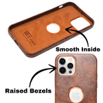 Premium Leather Finish with Metallic Logo Ring Cutout Phone Case for iPhone 12 /12Pro