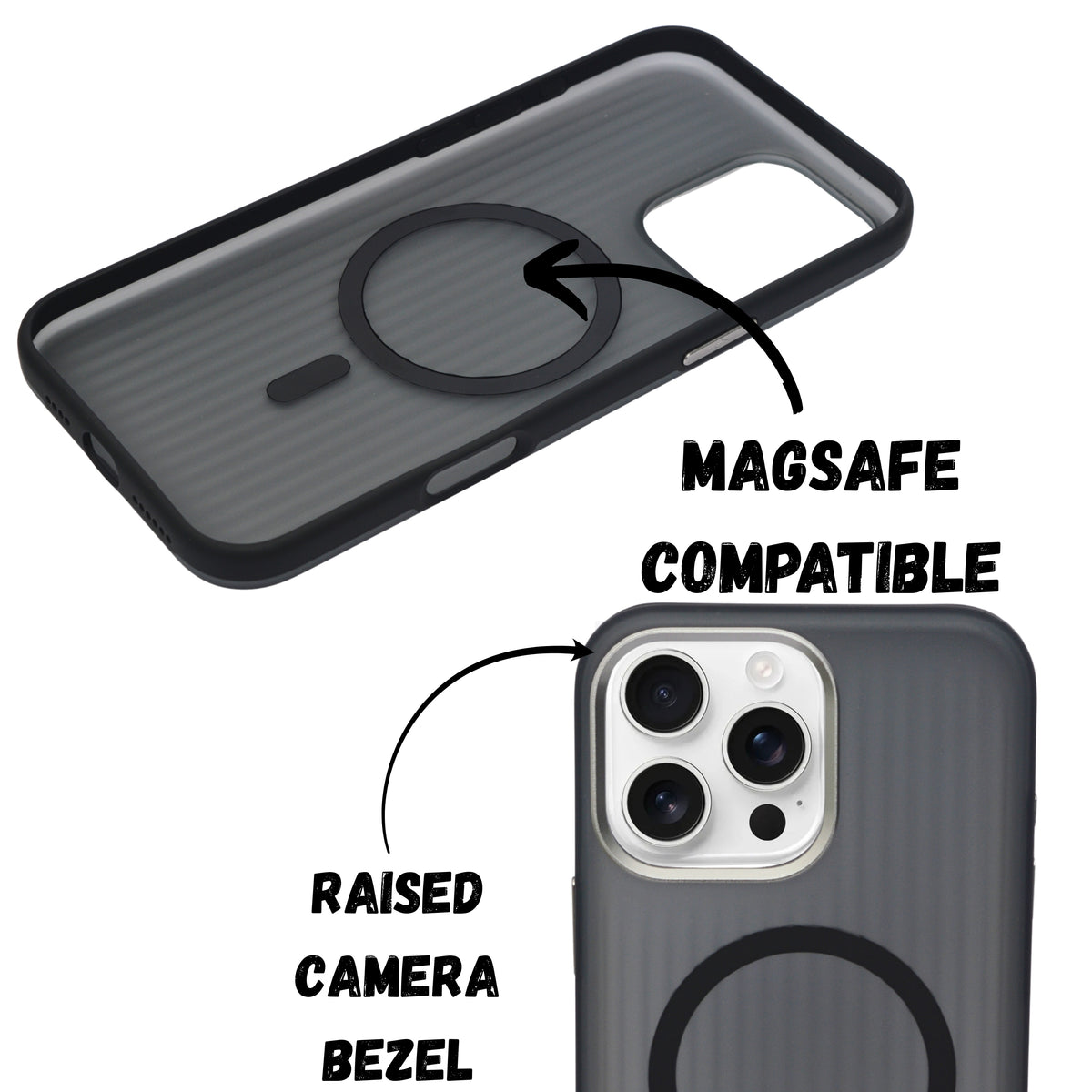 Matte Transparent Corrugated Texture MagSafe Compatible Phone Case for iPhone 16 Pro Max