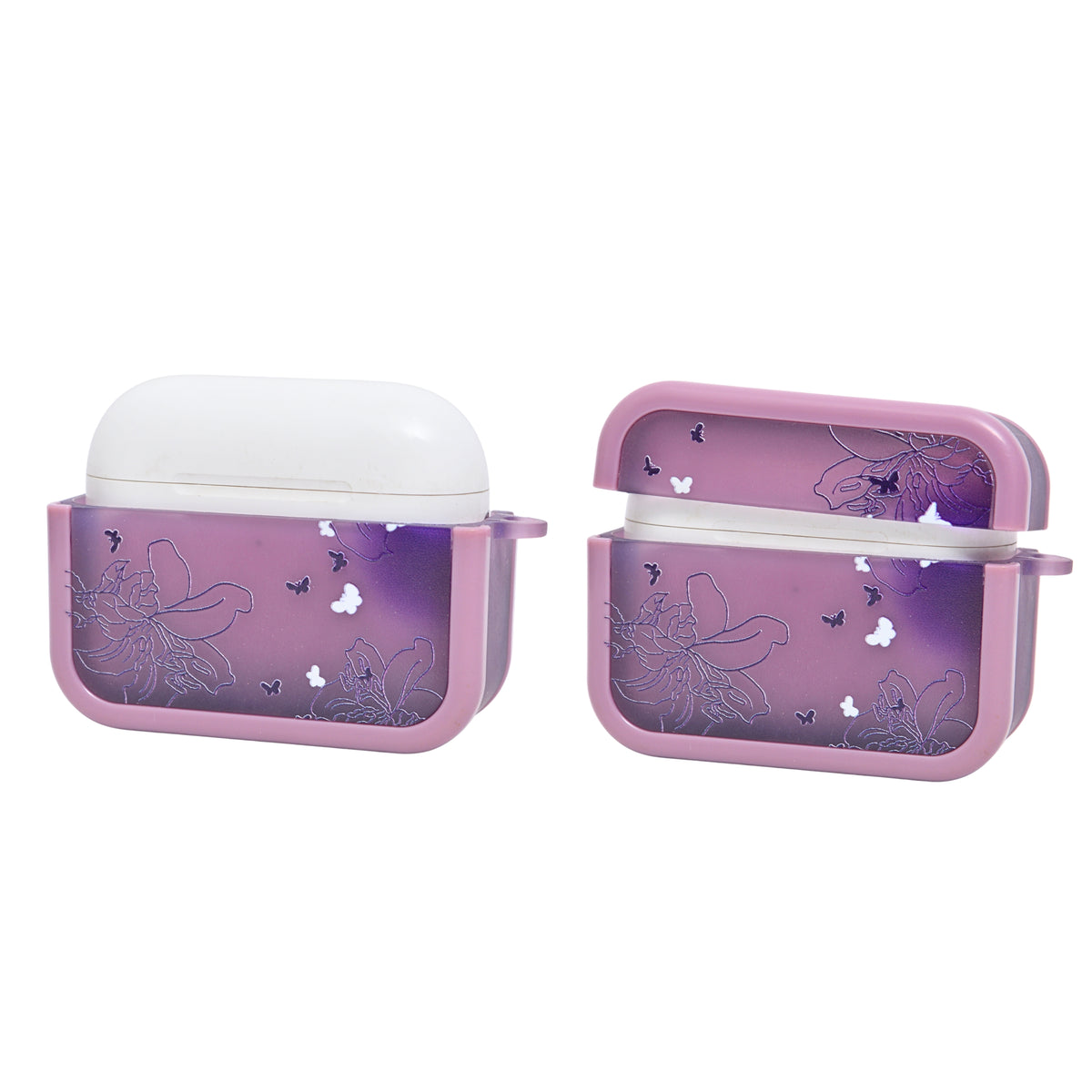 Aesthetic Floral Design Protective Case with Holographic Butterflies for AirPods Pro / Pro 2