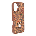 Bohemian Ethnic Print Cork Texture with Pearl Detail Phone Case for iPhone 17