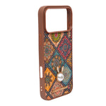 Bohemian Ethnic Print Cork Texture with Pearl Detail Phone Case for iPhone 17 Pro Max