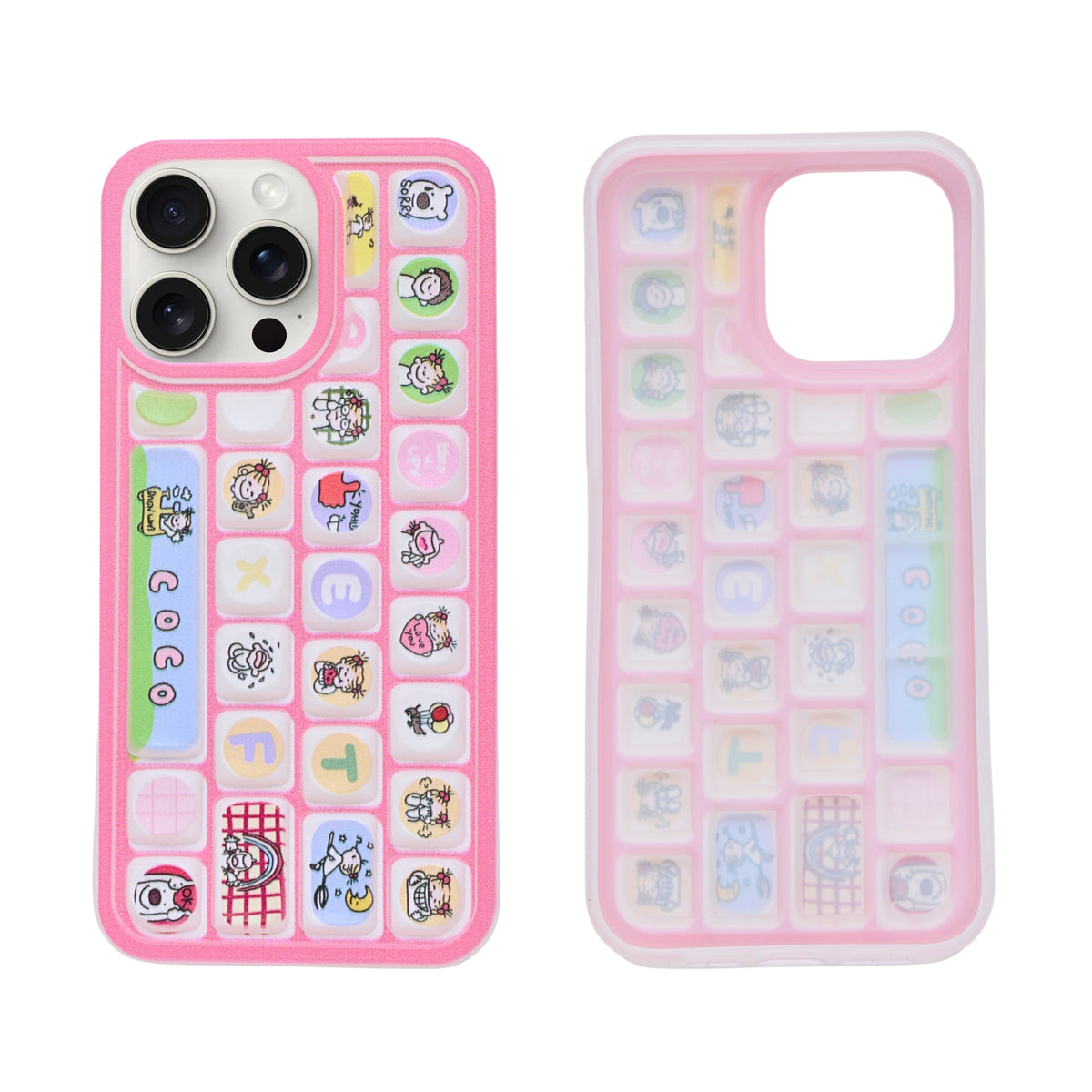 Cute 3D Cartoon Keyboard Phone Case for iPhone 15 Pro Max