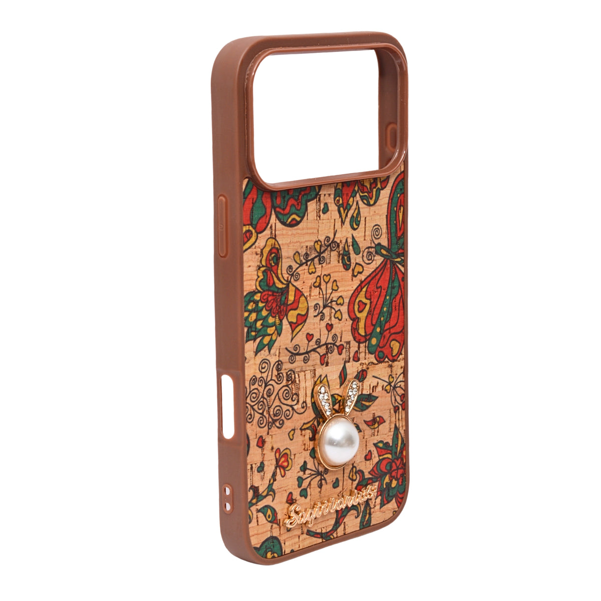 Bohemian Ethnic Print Cork Texture with Pearl Detail Phone Case for iPhone 17 Pro Max