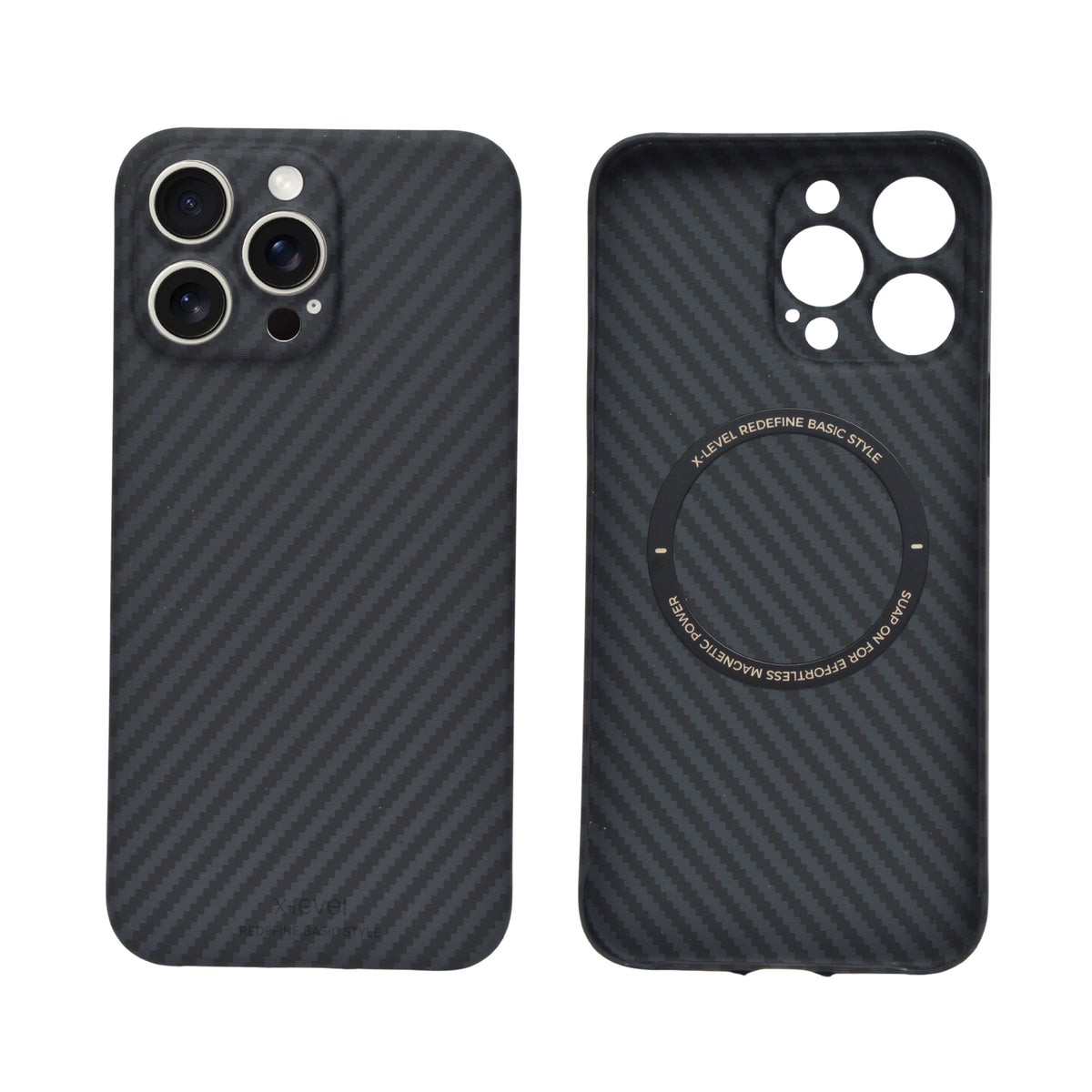 Premium Carbon Texture Slim Protective Phone Case with MagSafe for iPhone 15 Pro