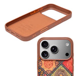 Bohemian Ethnic Print Cork Texture with Pearl Detail Phone Case for iPhone 17 Pro