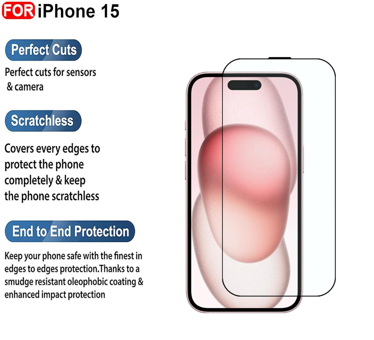 Ultra-Clear Tempered Glass Screen Protector for iPhone 15