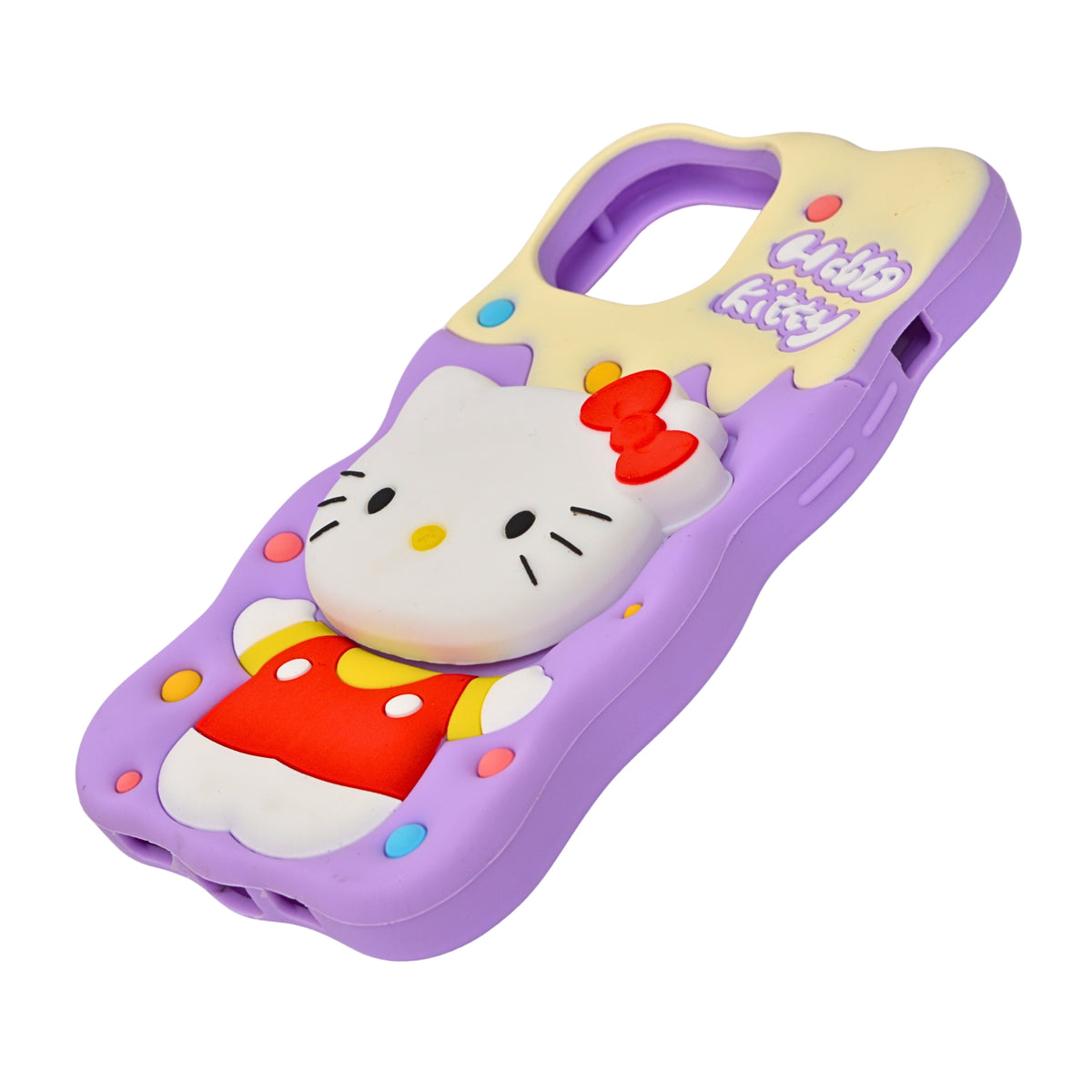 Cute 3D Kitty Silicone Phone Case with In-Built PopSocket Grip for iPhone 13 / 14 / 15