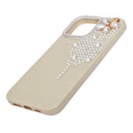 Luxury Glitter Finish with 3D Pearl Flower Design Phone Case for iPhone 14 Pro Max