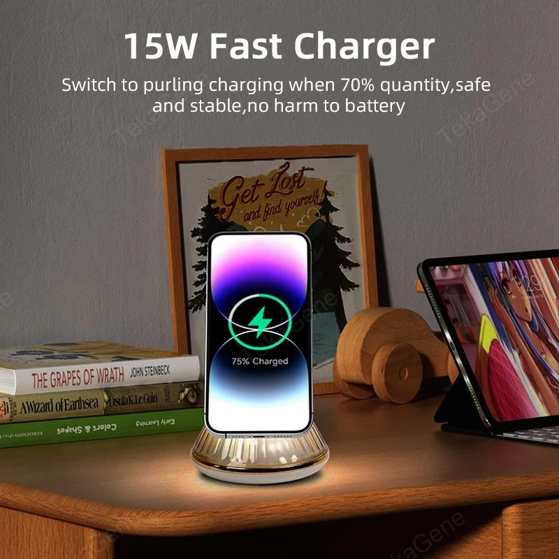 15W Magnetic Wireless Night Light Desk Lamp Charger For iPhone