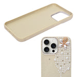 Luxury Glitter Finish with 3D Pearl Flower Design Phone Case for iPhone 14 Pro Max