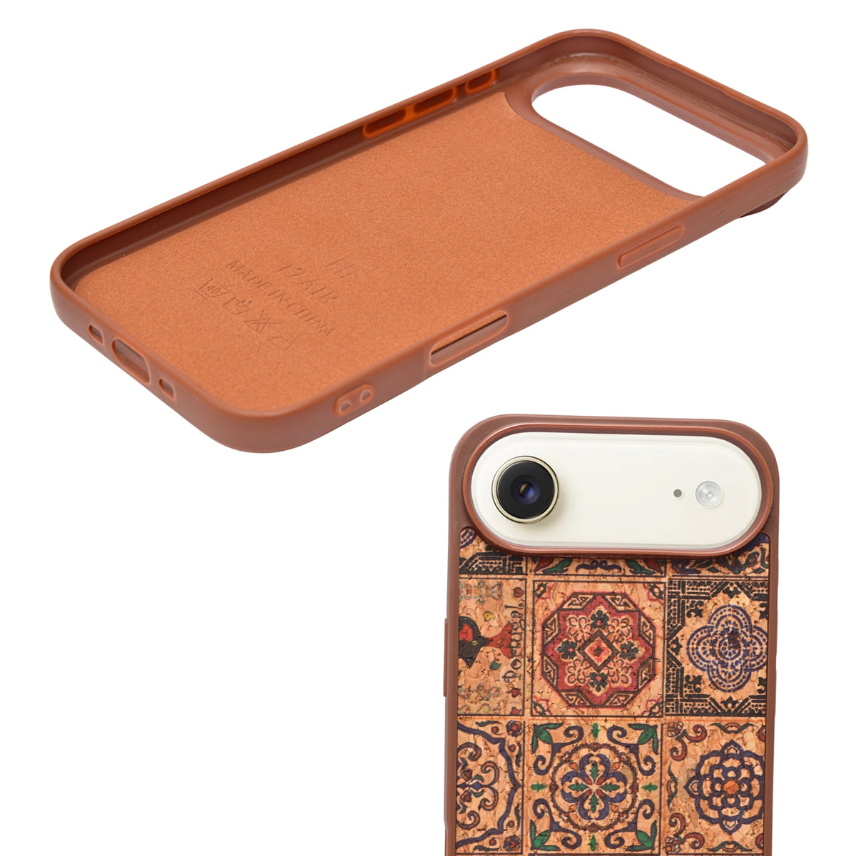 Bohemian Ethnic Print Cork Texture with Pearl Detail Phone Case for iPhone 17 Air