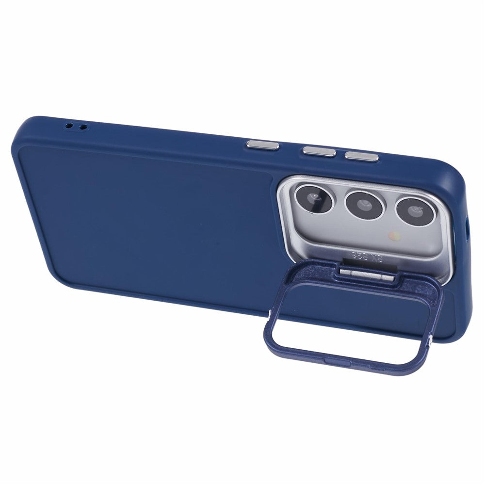 Silicone Phone Case with Foldable Lens Protector Kickstand for Samsung Galaxy S24 Ultra