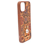 Bohemian Ethnic Print Cork Texture with Pearl Detail Phone Case for iPhone 13 / 14