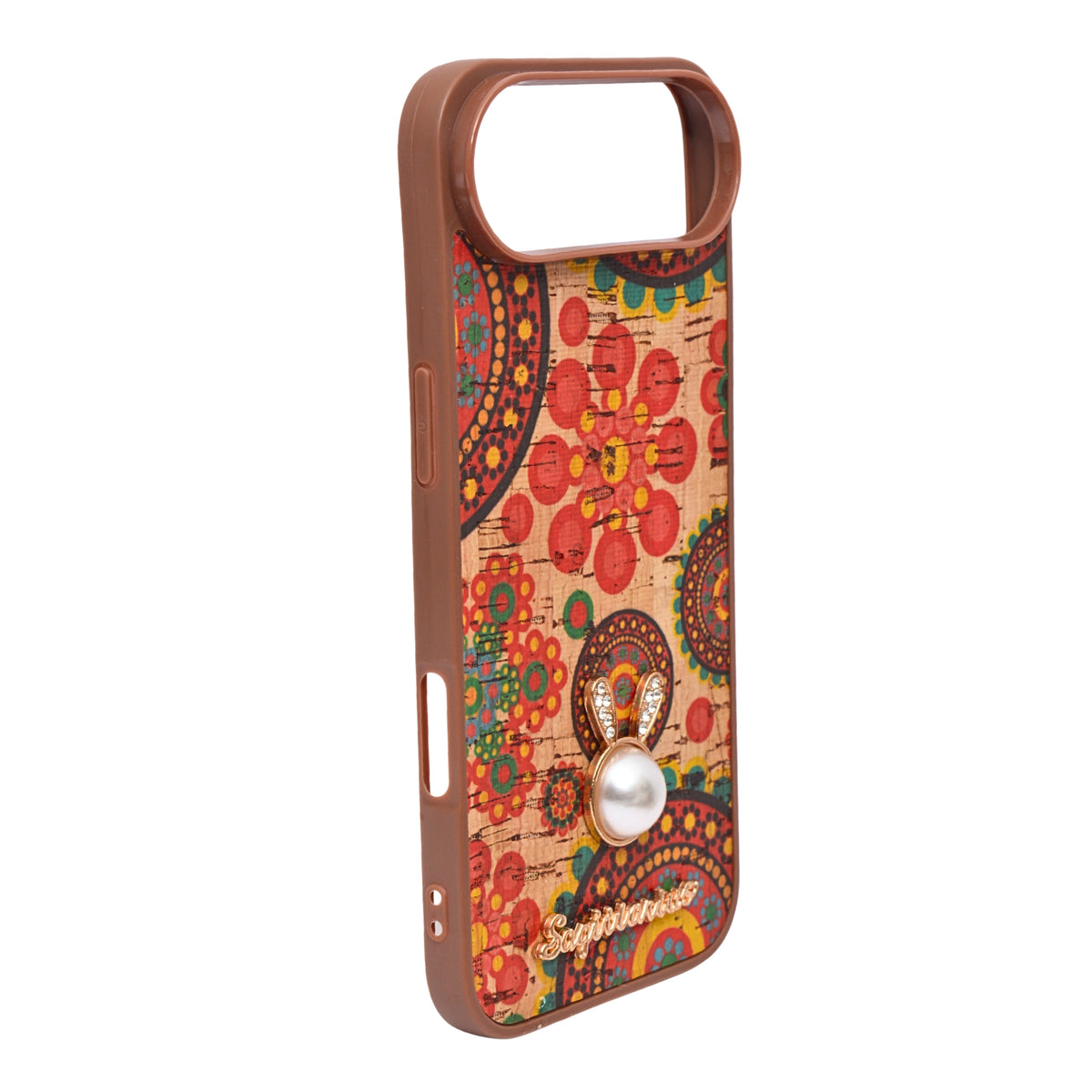 Bohemian Ethnic Print Cork Texture with Pearl Detail Phone Case for iPhone 17 Air