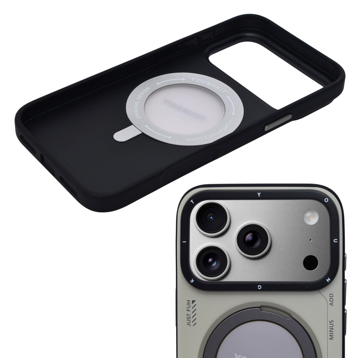 Luxury Leather Finish MagSafe with 360° Rotatable Kickstand Phone Case for iPhone 17 Pro Max