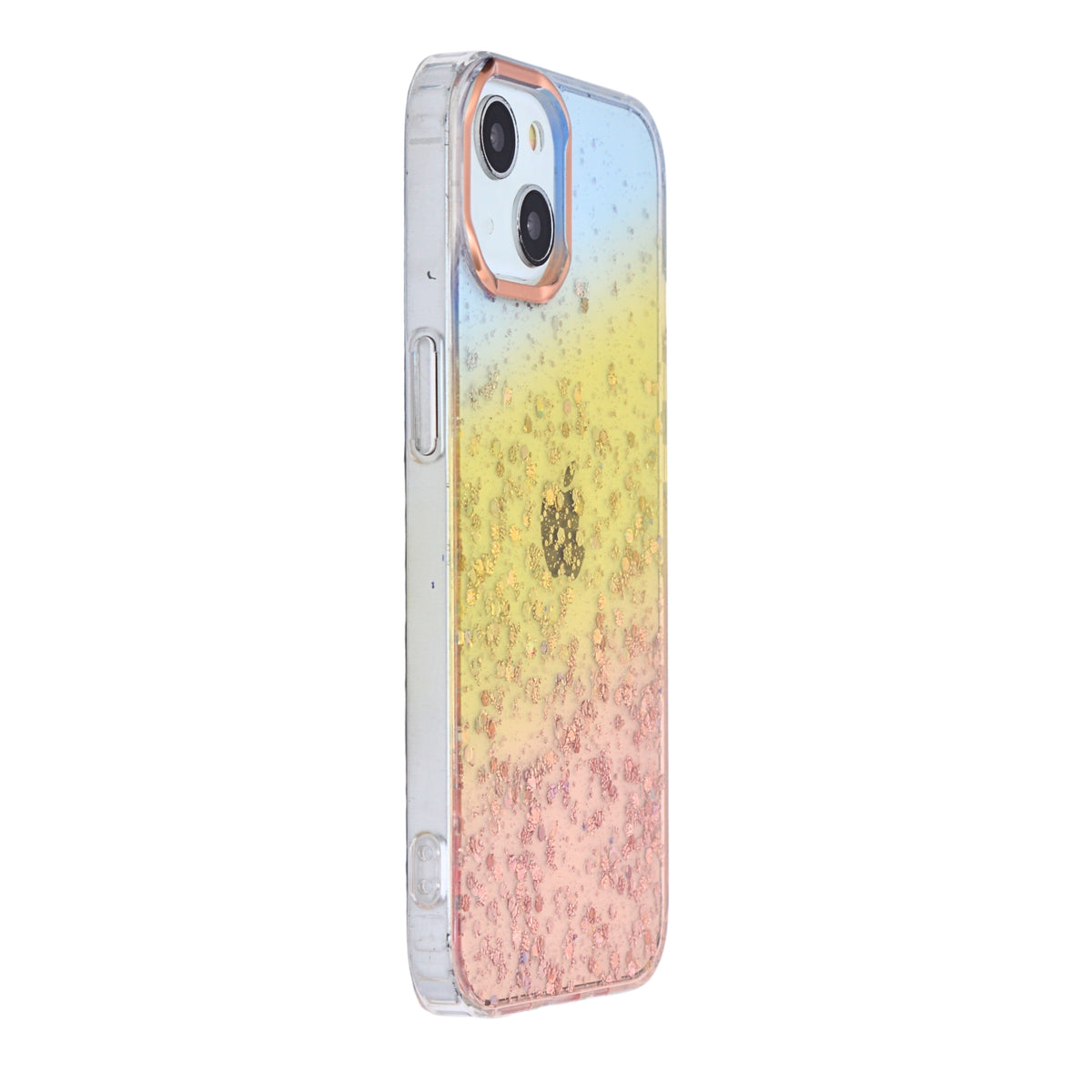 Gradient Glitter with Rose Gold Camera Ring Phone Case for iPhone 13 / 14
