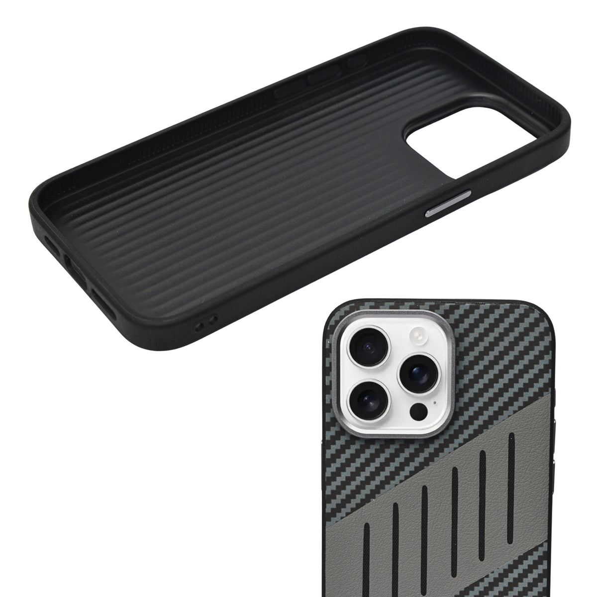 Carbon Fiber Leather Texture Anti-Fall Protective Case for iPhone 15 Pro Max