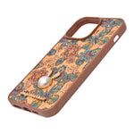 Bohemian Ethnic Print Cork Texture with Pearl Detail Phone Case for iPhone 14 Pro Max