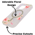 Transparent Floral MagSafe Compatible Phone Case for iPhone 16 Pro