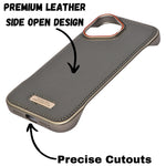 Premium Leather Finish with Metal Base Phone Case for iPhone 16 Plus