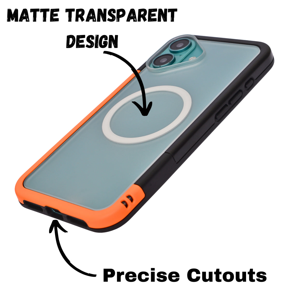 Dual Color Edge Matte Transparent MagSafe Phone Case for iPhone 16 Plus