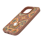 Bohemian Ethnic Print Cork Texture with Pearl Detail Phone Case for iPhone 16 Pro