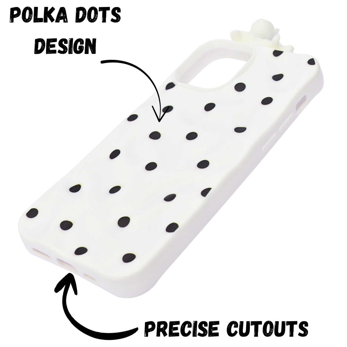 3D Cartoon Character with Polka Dots Soft Phone Case for iPhone 12/ 12 Pro
