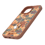 Bohemian Ethnic Print Cork Texture with Pearl Detail Phone Case for iPhone 16 Pro Max