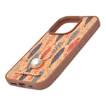 Bohemian Ethnic Print Cork Texture with Pearl Detail Phone Case for iPhone 15 Pro