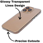 Glossy Transparent Hard Shell Striped Phone Case for iPhone 16 Pro