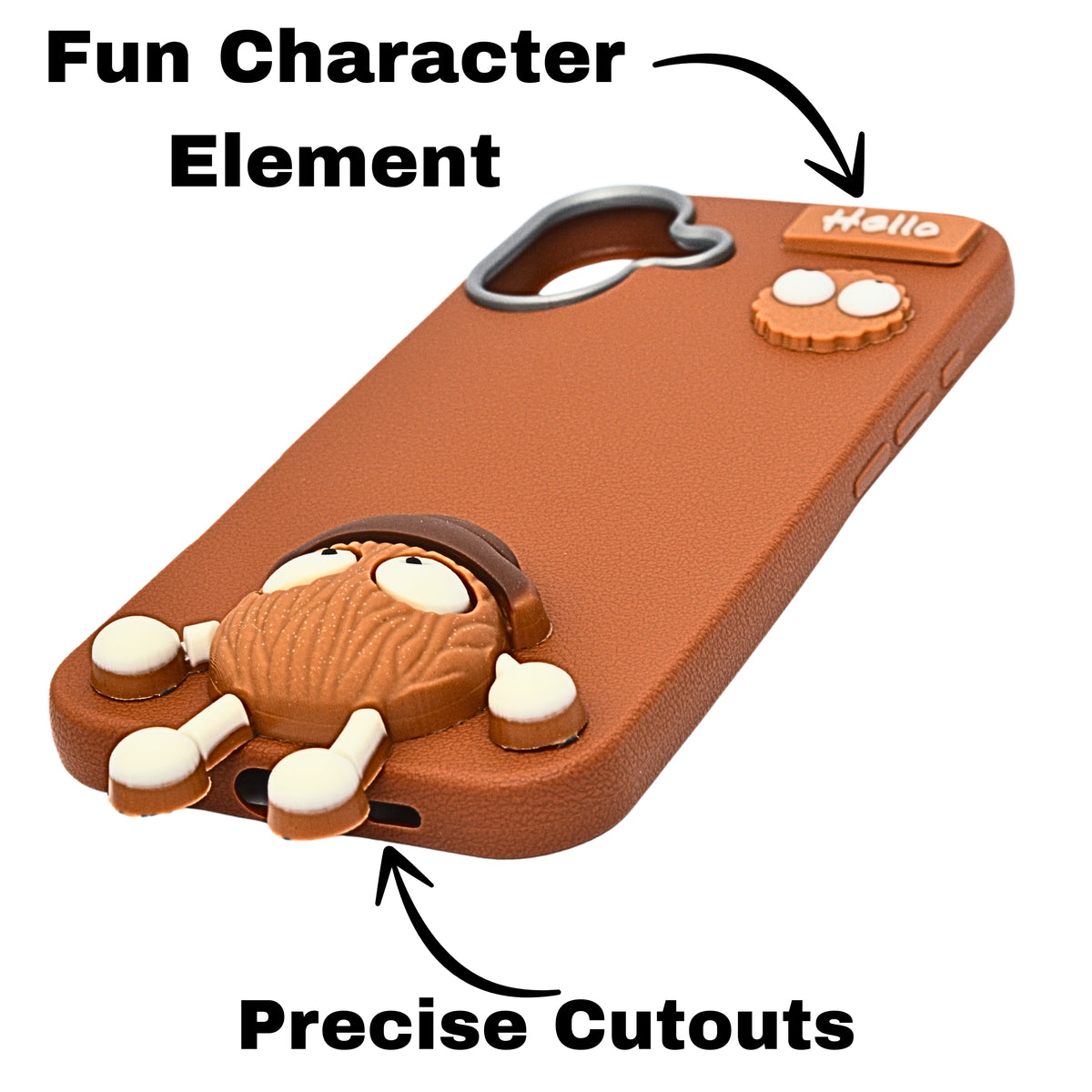 Hello Teddy Cap 3D Cartoon Phone Case For iPhone 16 Plus