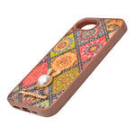 Bohemian Ethnic Print Cork Texture with Pearl Detail Phone Case for iPhone 16e