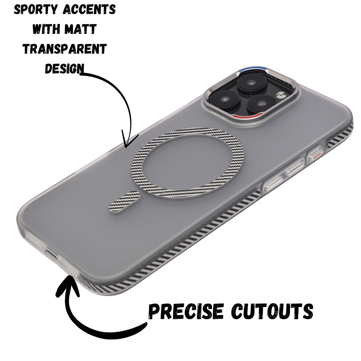 Transparent Shockproof MagSafe Case with Carbon Fiber Ring – for iPhone 16 Pro Max